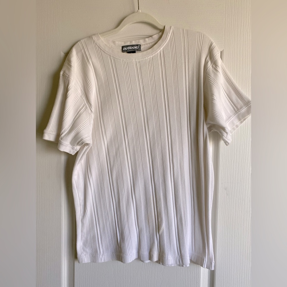 Men's Ribbed White Pullover - XL